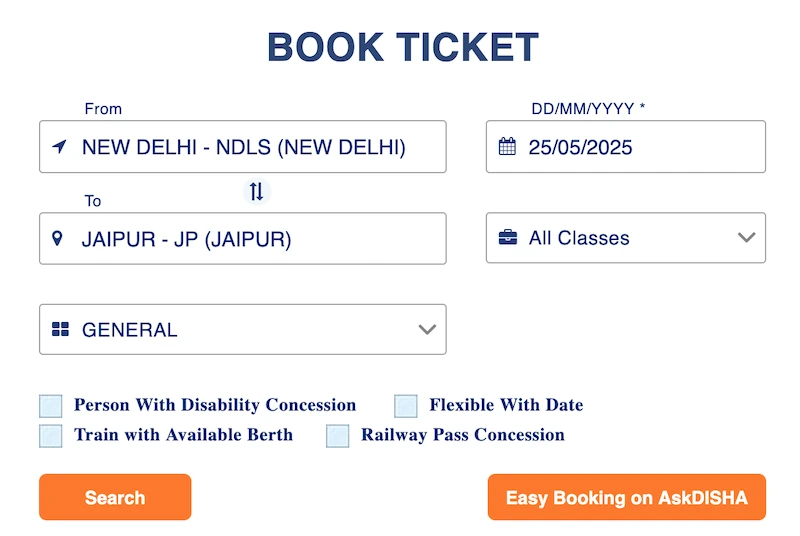Schritt 1: Anleitung für Zugticketbuchung bei Indian Railways IRCTC